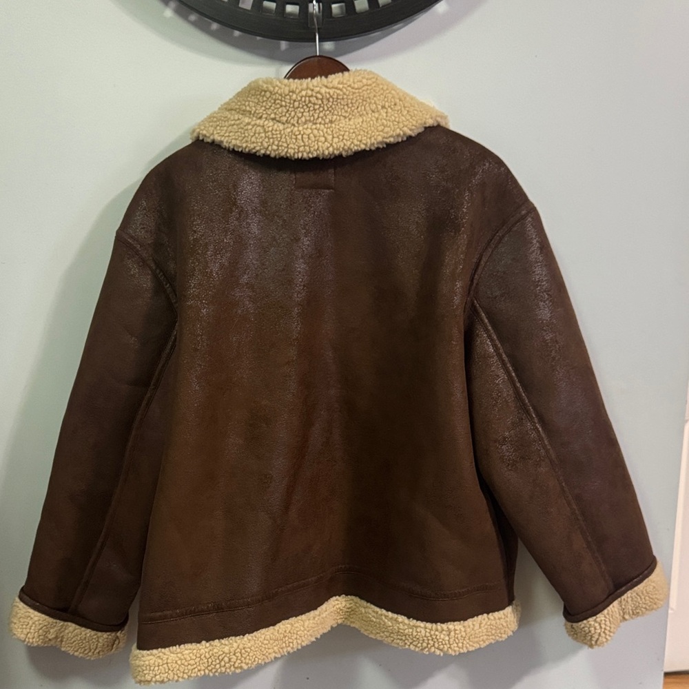 Express Brown Shearling Jacket - Picture 4 of 4